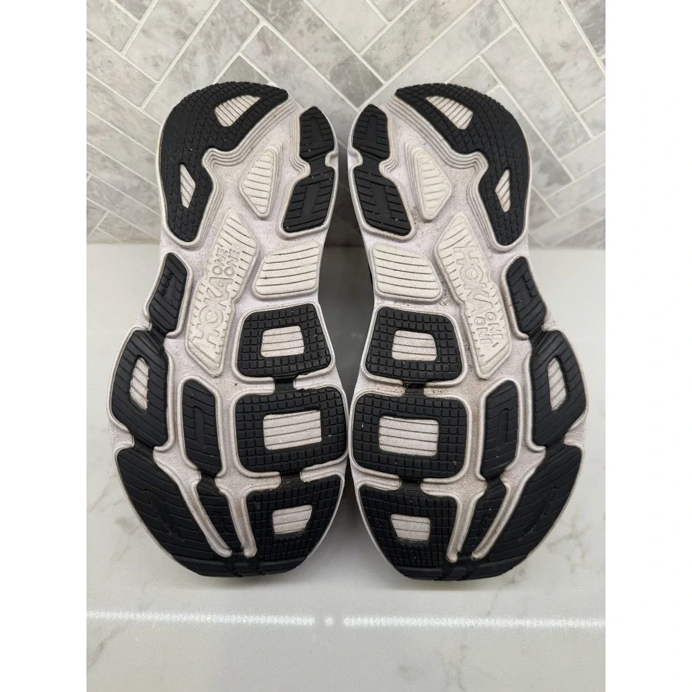 Hoka One One Bondi 7 Running Shoes Womens Size 8 Black White Lace Up Athletic